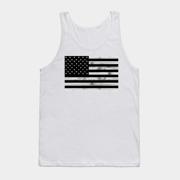 USA flag Rustic Wood Black White Patriotic America 4th of July stars stripes Tank Top by PLdesign